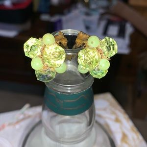Beautiful lime colored vintage bead earrings from Germany